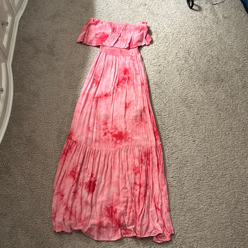 Pink tie-dye summer dress